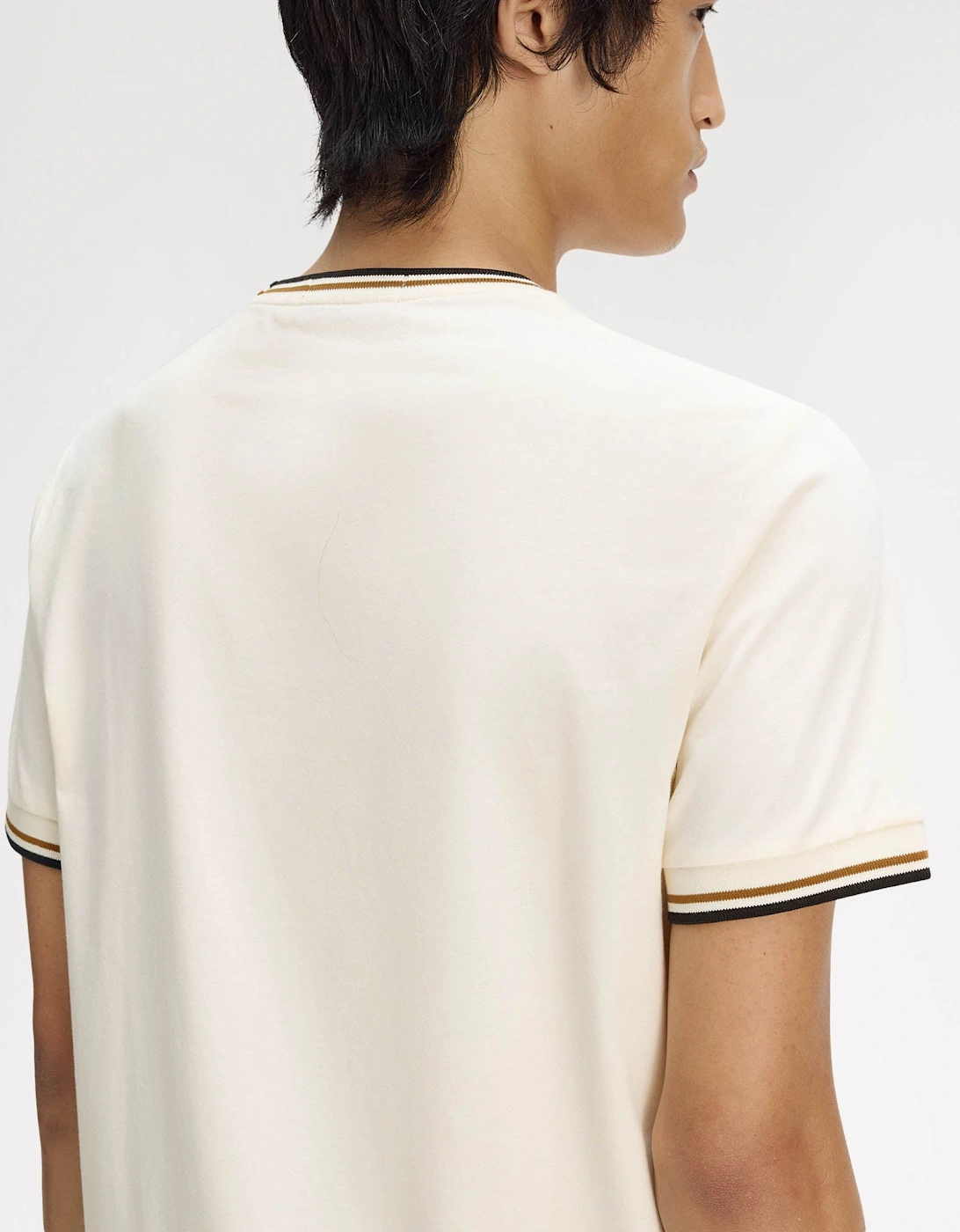 Fred Perry Mens Twin Tipped T-Shirt - Ecru/Dark Caramel/Black 79B