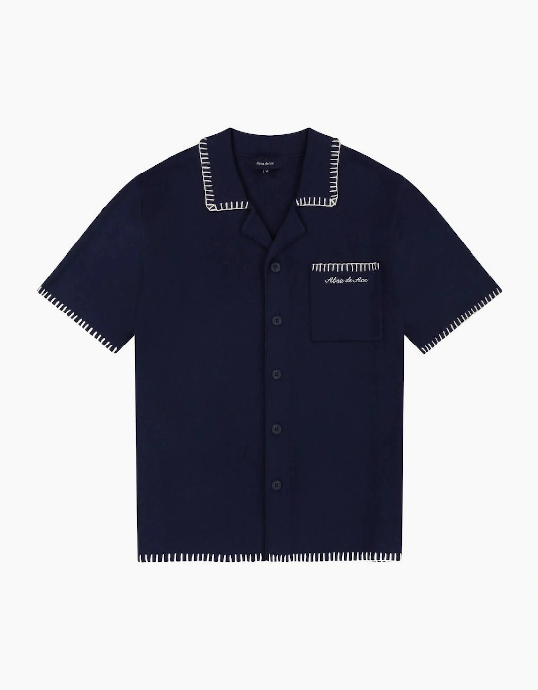 Alma De Ace Rexa Stitched Navy Knitted Shirt, 3 of 2