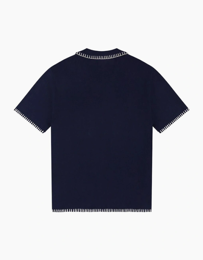 Alma De Ace Rexa Stitched Navy Knitted Shirt