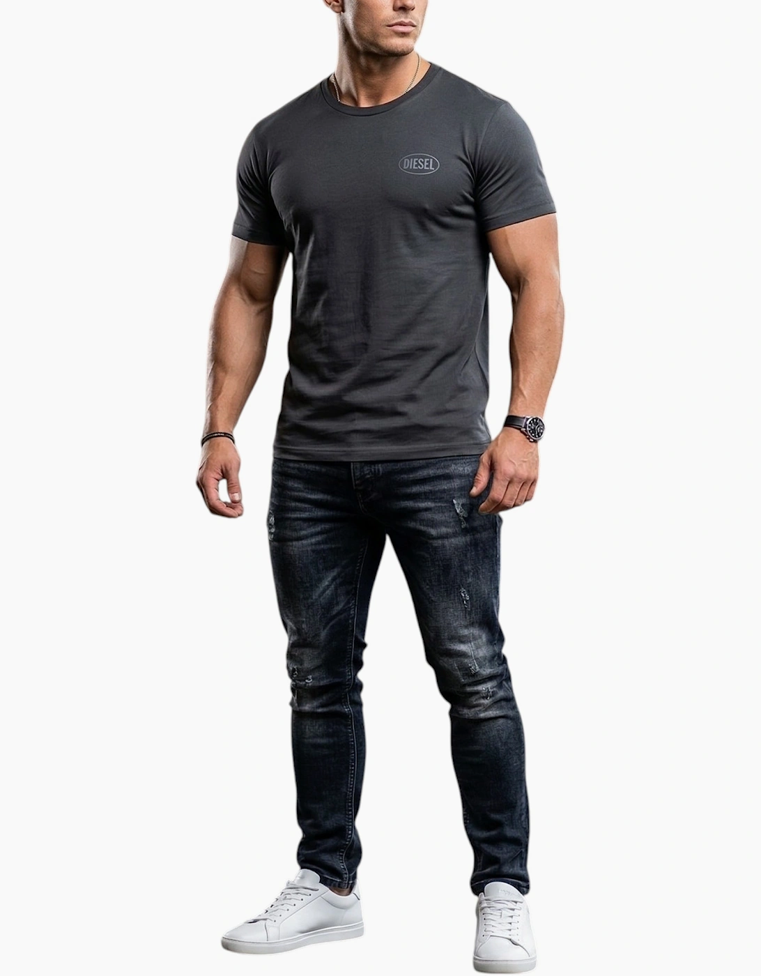 Diesel Mens T Shirts T-Adjust-V9 Graphic Logo Print