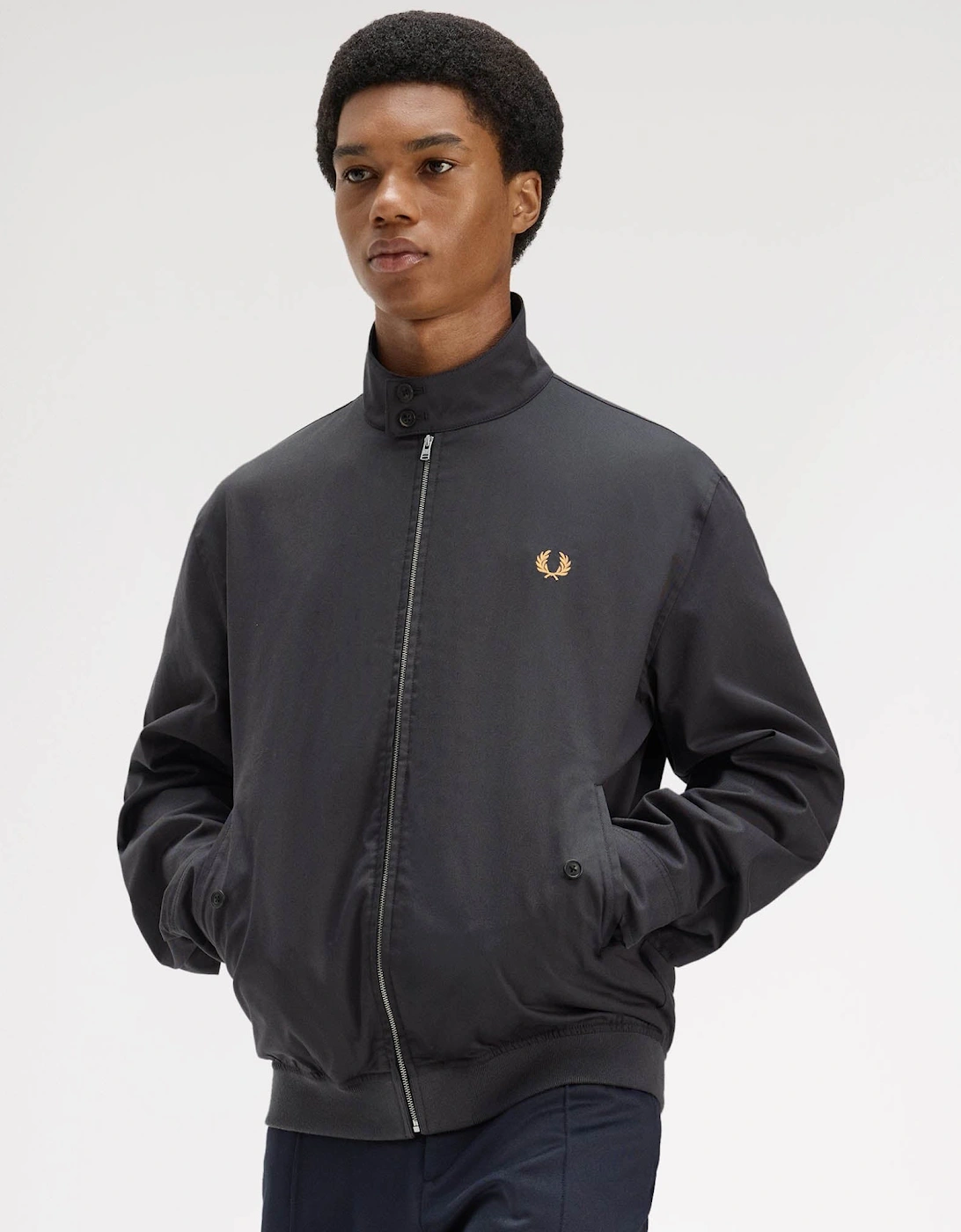 Fred Perry Mens Twill Harrington Jacket - Anchor Grey 297