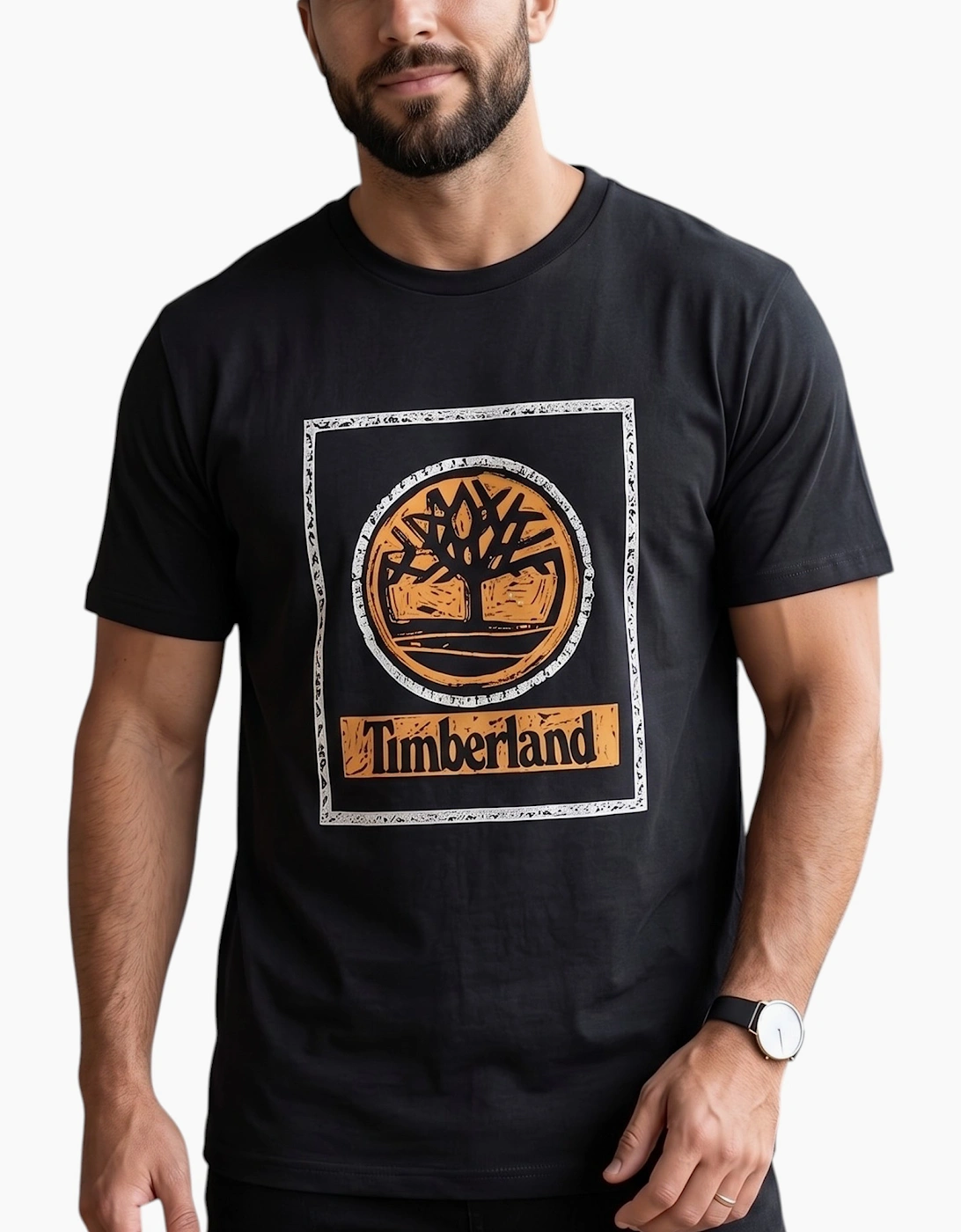 Timberland Men's Black T Shirts Tree Print Logo Top - Size 44