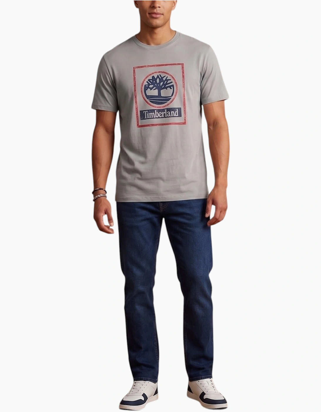 Timberland Men's Grey T Shirts Tree Print Logo Top - Size 42
