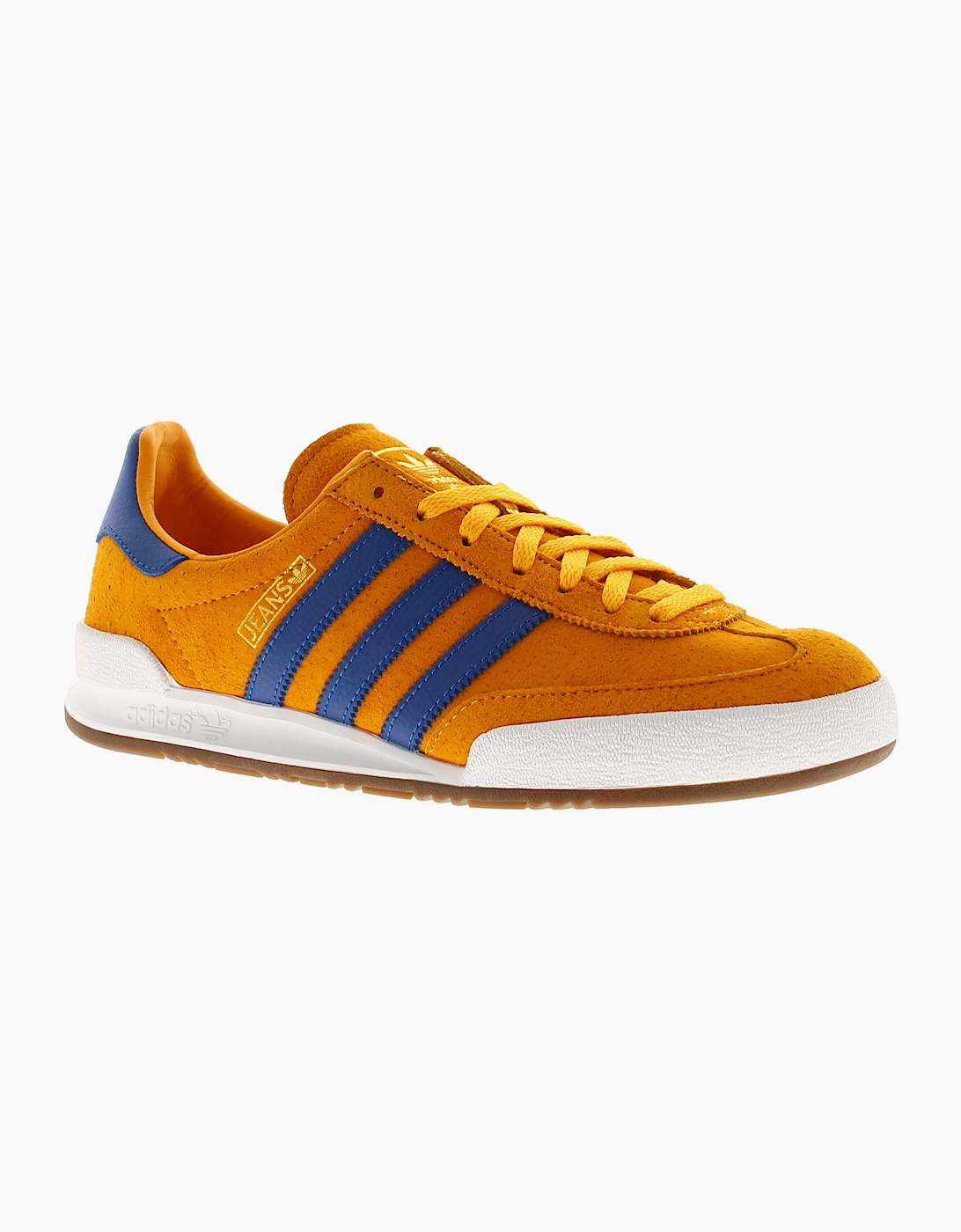 Adidas Originals Mens Trainers Jeans Leather Lace Up gold royal blue UK Size