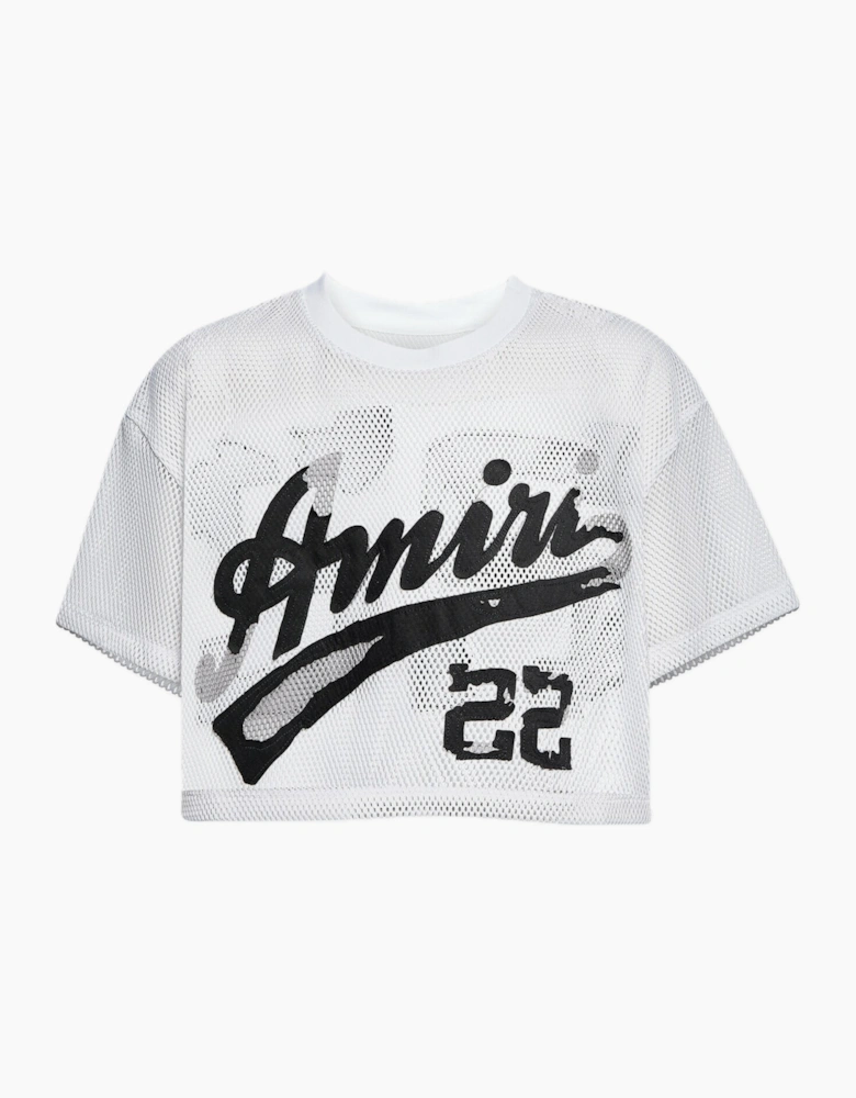 AMIRI WOMENS MESH 22 CROPPED TEE WHITE