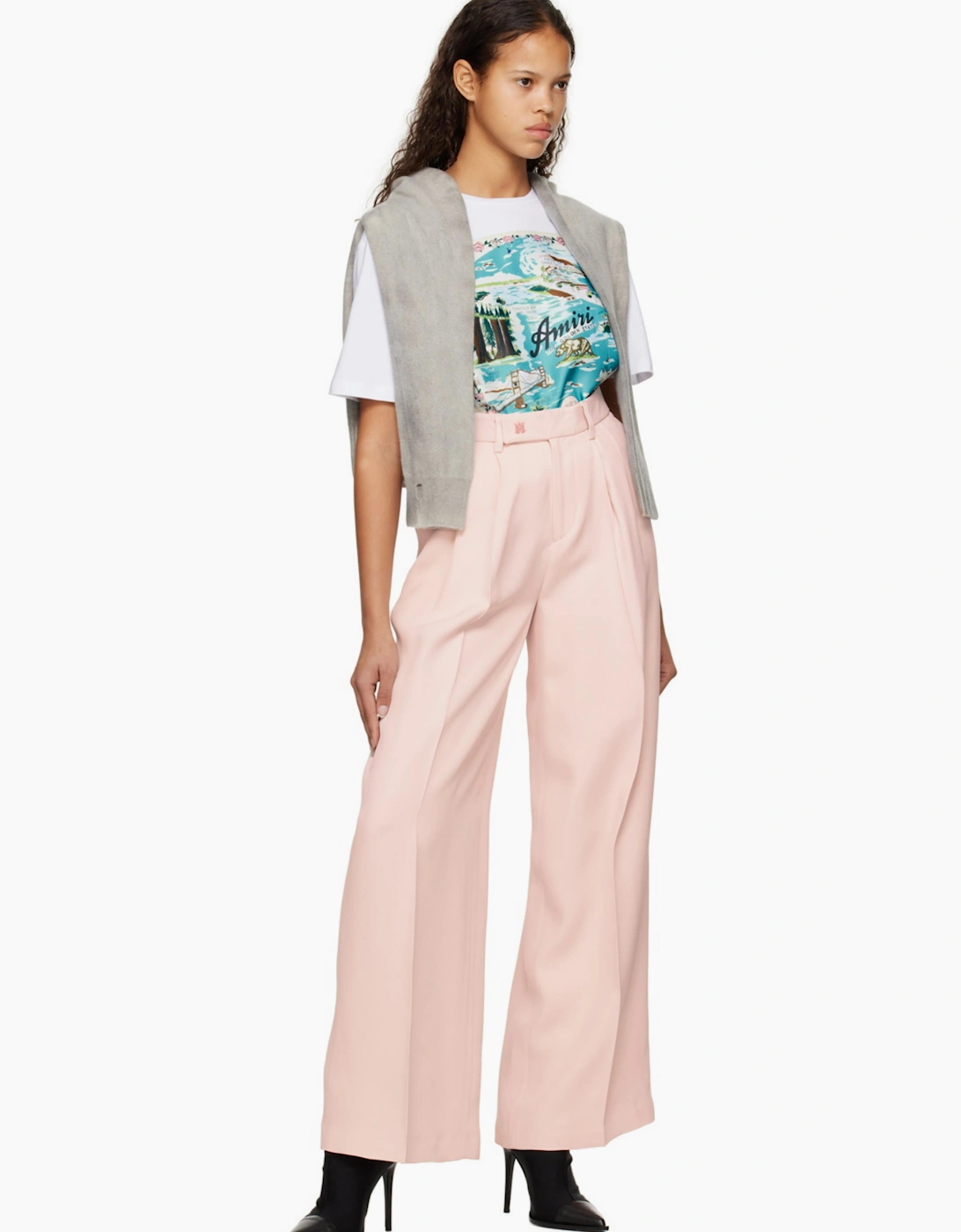 AMIRI WOMENS CALIFORNIA HAWAIIAN TEE WHITE