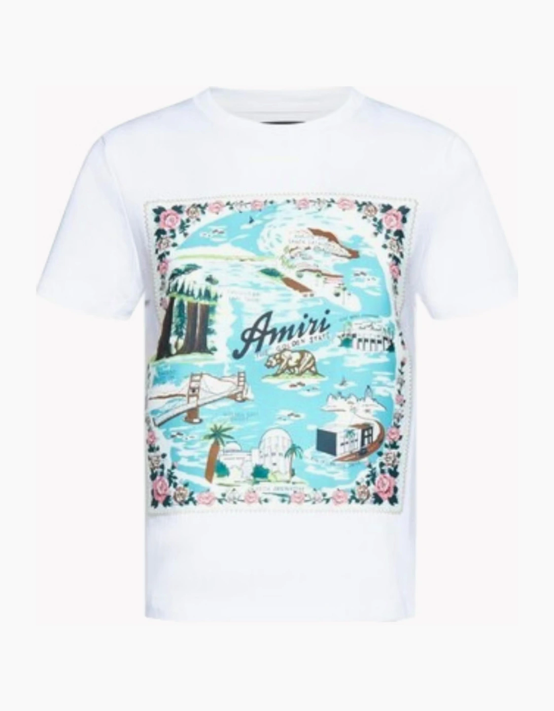 AMIRI WOMENS CALIFORNIA HAWAIIAN TEE WHITE