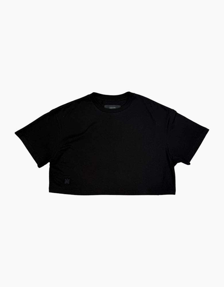 AMIRI WOMENS EMBROIDERED MA CROPPED TEE BLACK