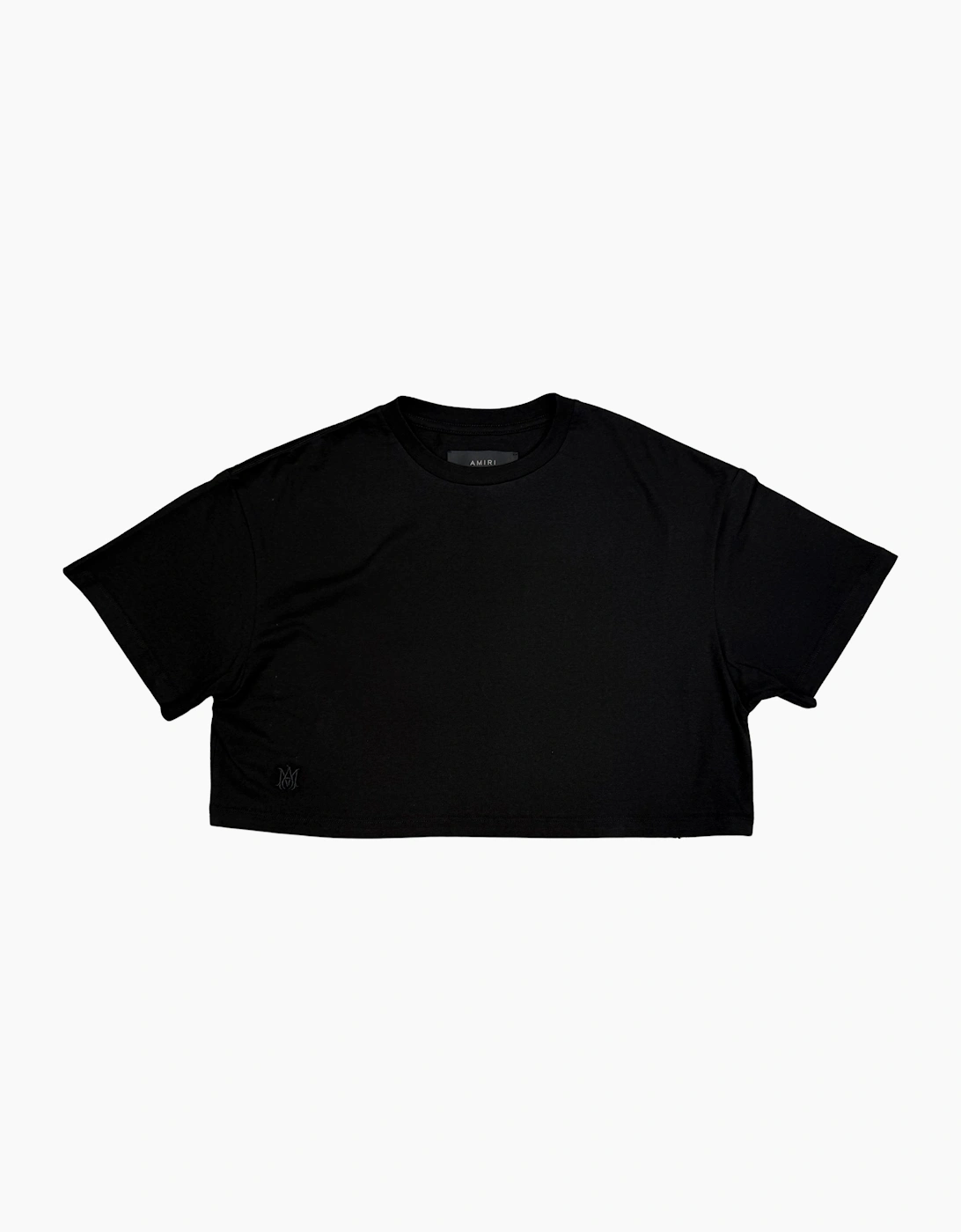 AMIRI WOMENS EMBROIDERED MA CROPPED TEE BLACK