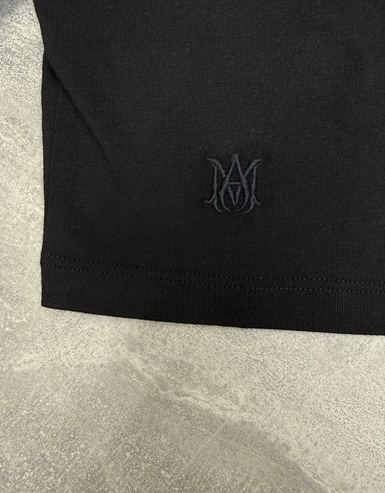 AMIRI WOMENS EMBROIDERED MA CROPPED TEE BLACK