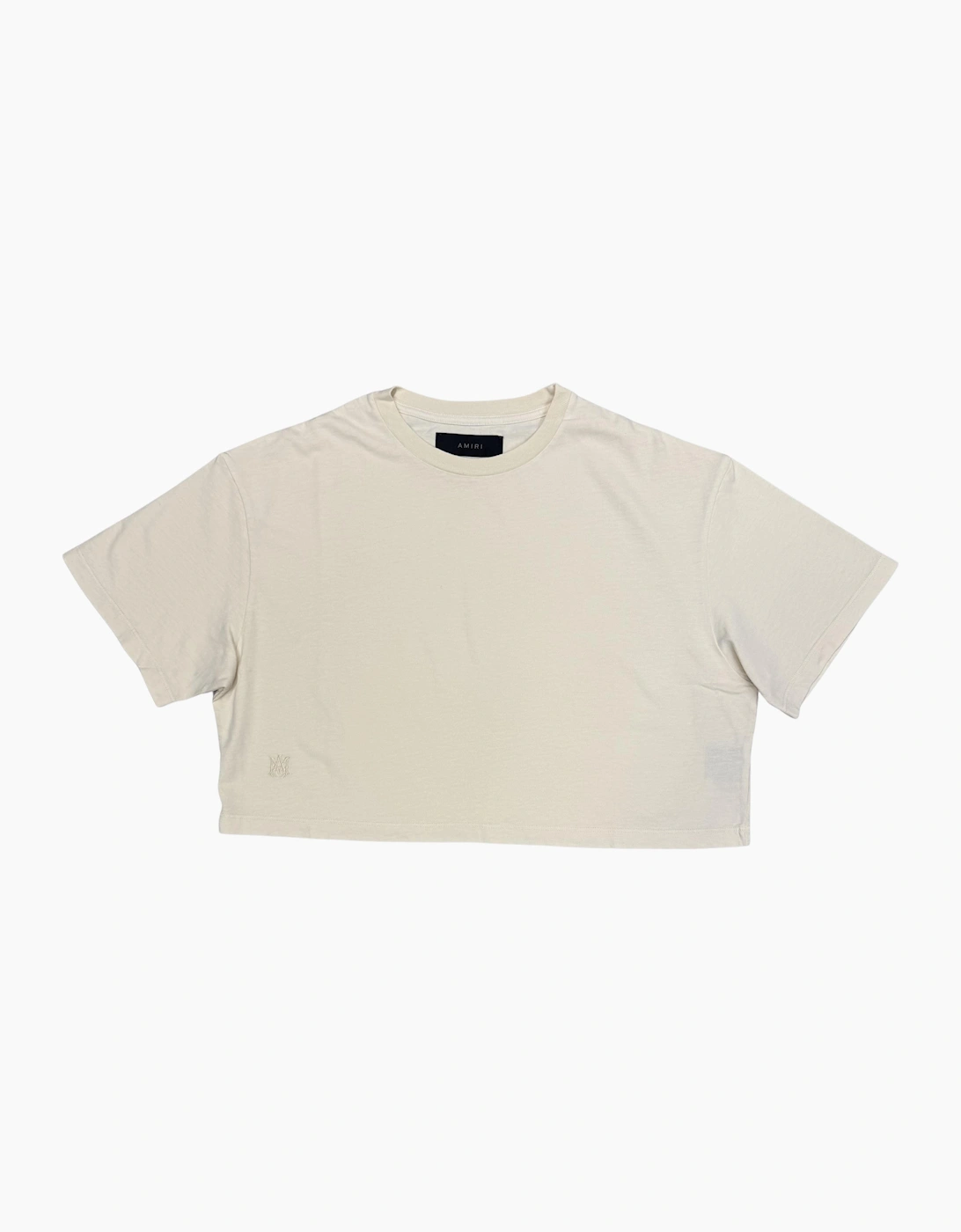 AMIRI WOMENS EMBROIDERED MA CROPPED TEE ALABASTER