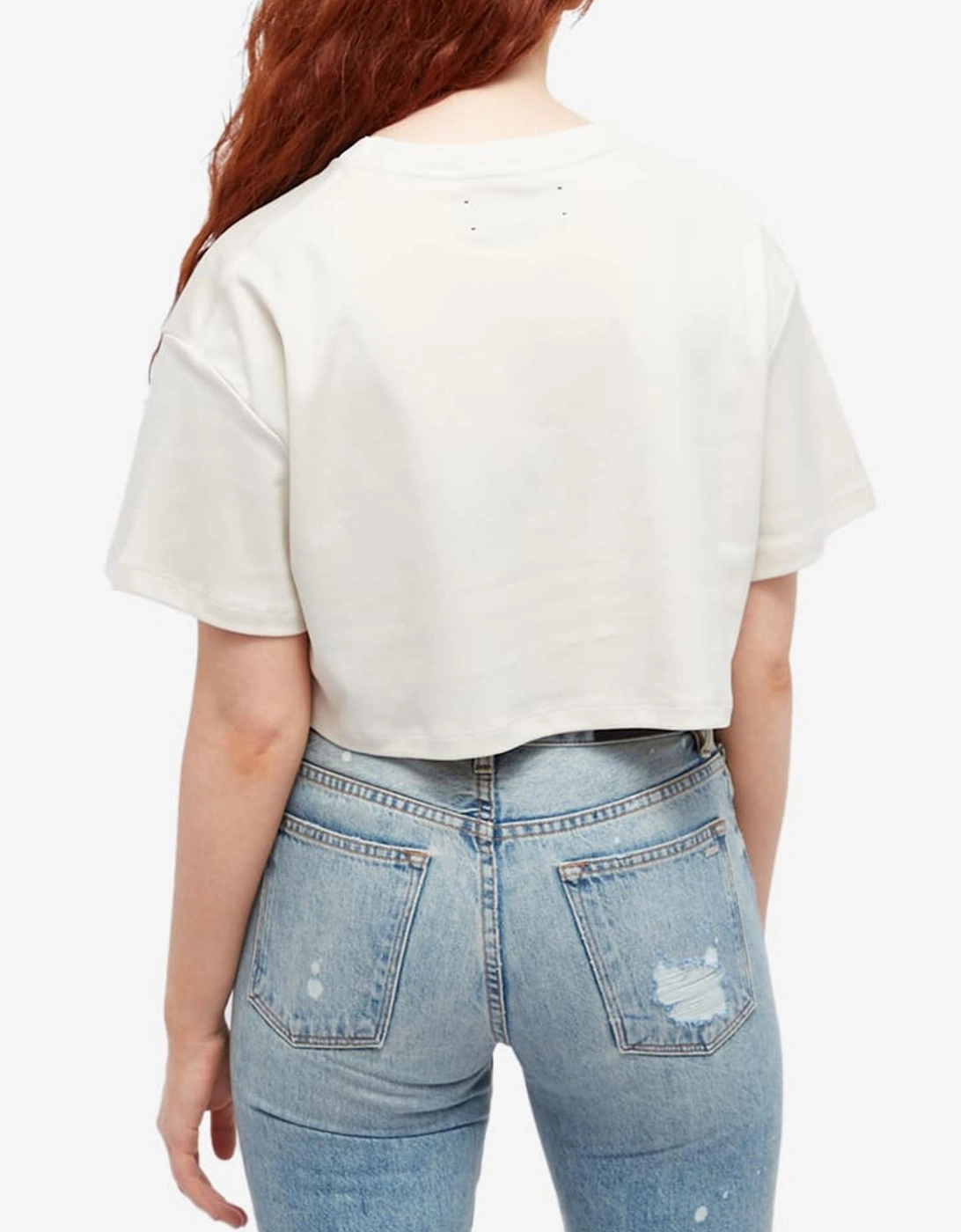 AMIRI WOMENS CORE LOGO CROPPED TEE ALABASTER