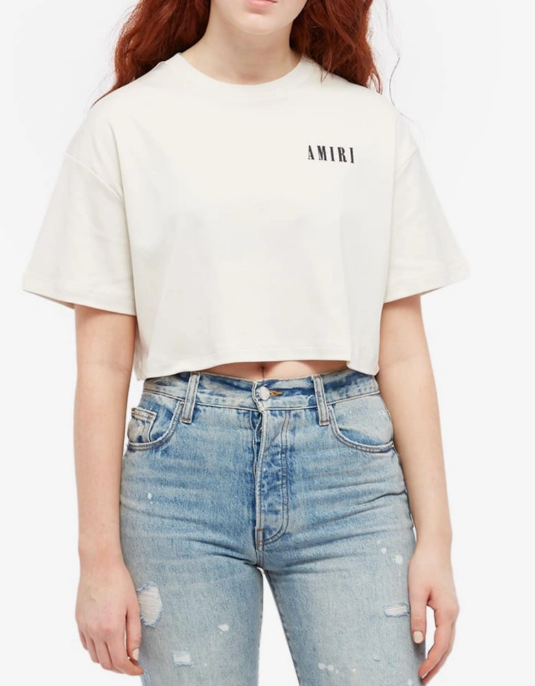 AMIRI WOMENS CORE LOGO CROPPED TEE ALABASTER
