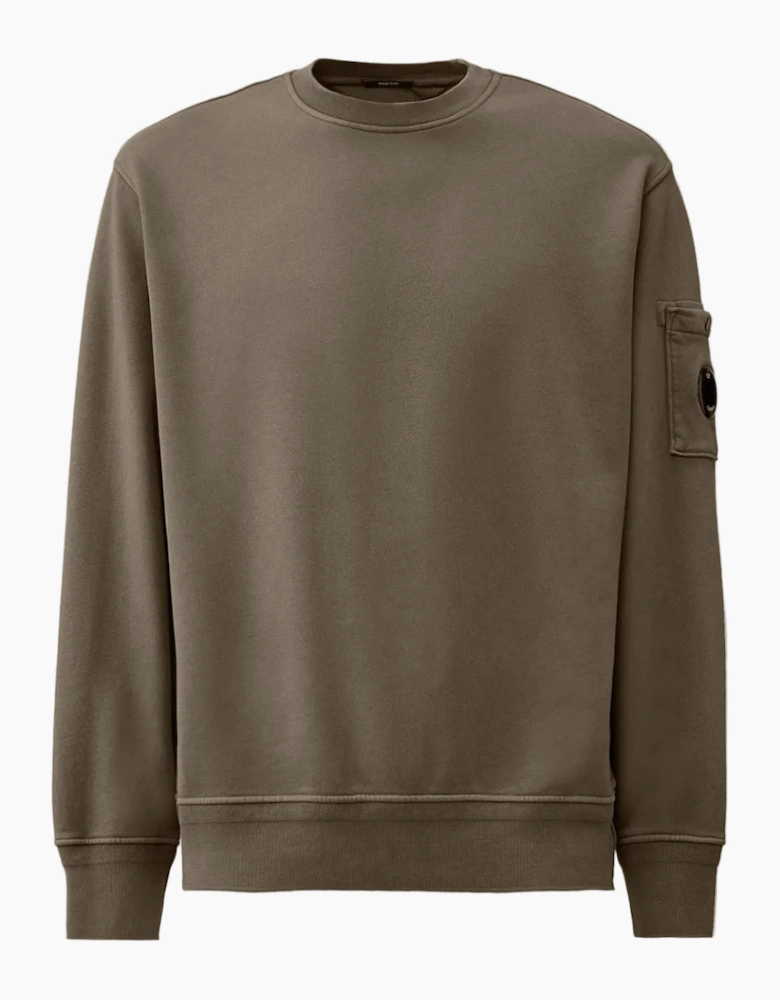 Diagonal Fleece Resist Dyed Lens Sweatshirt