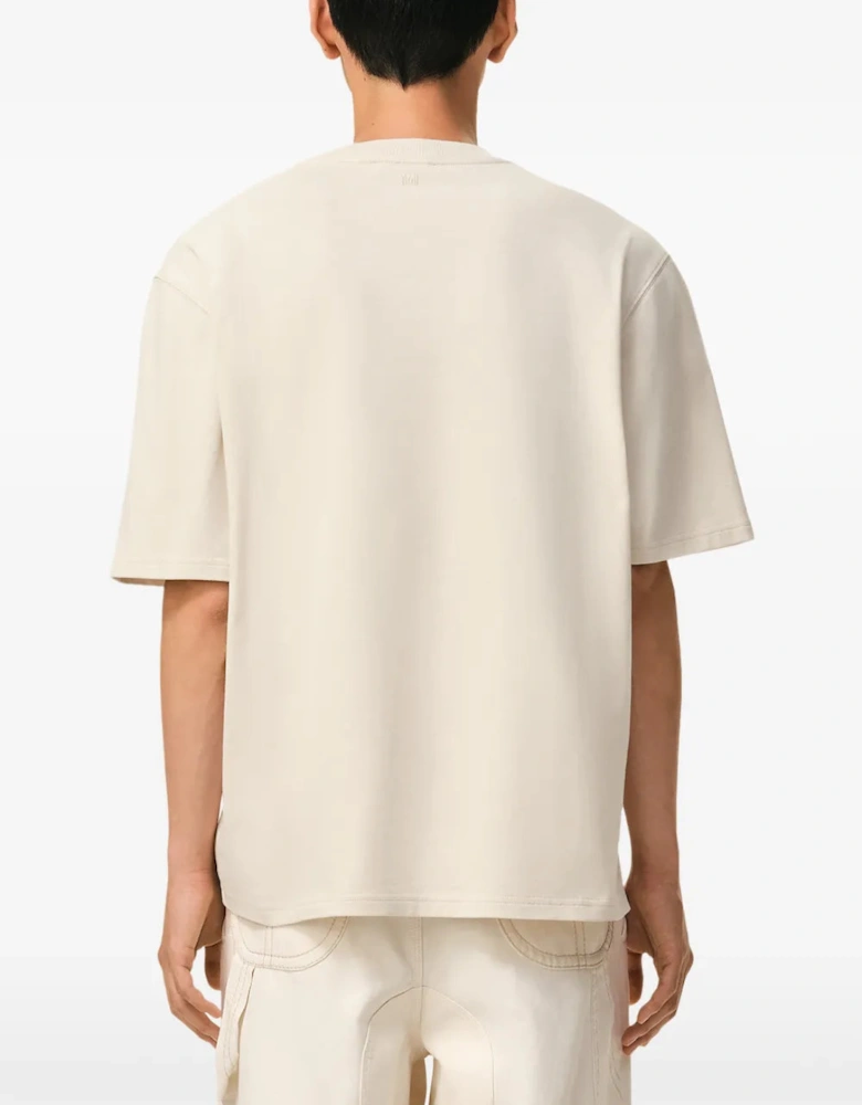 AMI Paris Heart Zigzag T-Shirt Beige