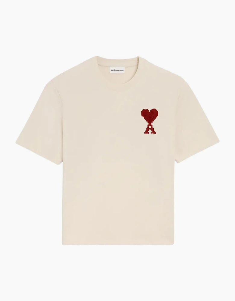 AMI Paris Heart Zigzag T-Shirt Beige