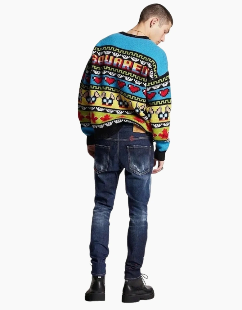 Dsquared2 Skater Jean Dark Monster Maze Wash Blue Jeans
