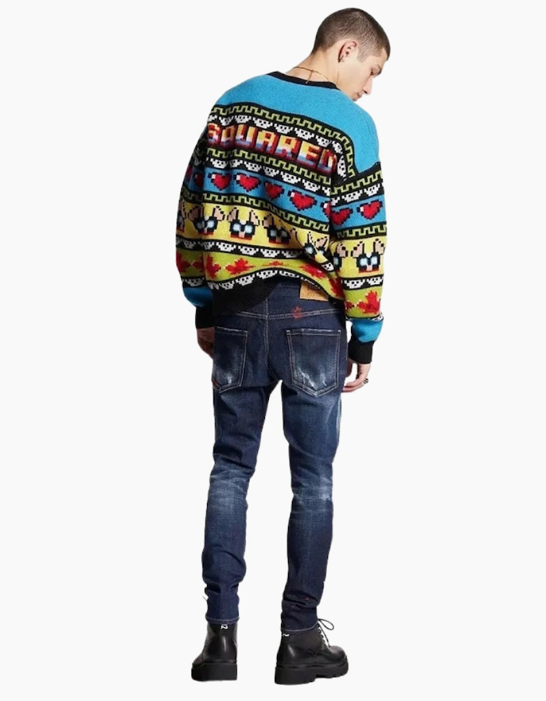 Dsquared2 Skater Jean Dark Monster Maze Wash Blue Jeans