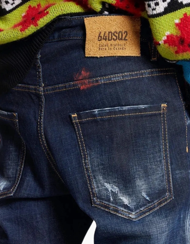 Dsquared2 Skater Jean Dark Monster Maze Wash Blue Jeans