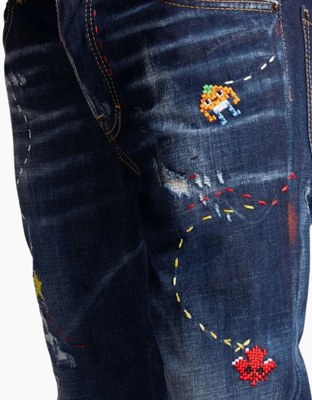 Dsquared2 Skater Jean Dark Monster Maze Wash Blue Jeans