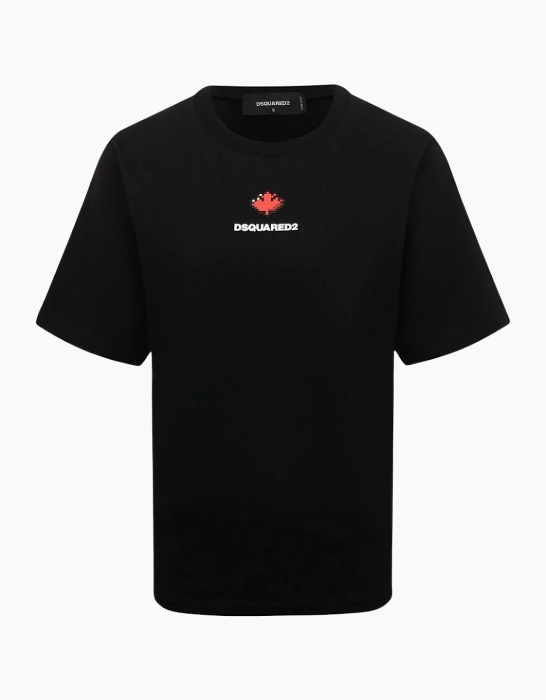Dsquared2 Women's Dsquared2 Pixel Leaf Logo Print Crew Neck Black T-Shirt
