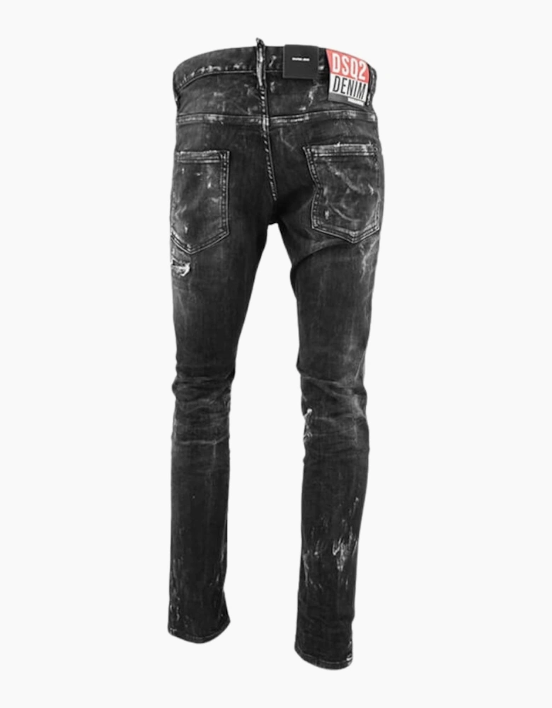 Dsquared2 Skater Jean Destroyed Paint Effect Black Jeans