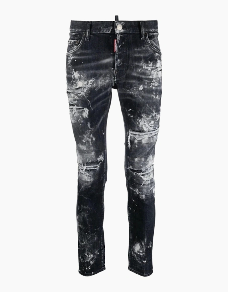 Dsquared2 Skater Jean Destroyed Paint Effect Black Jeans