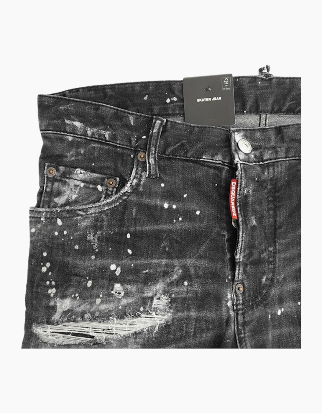 Dsquared2 Skater Jean Destroyed Paint Effect Black Jeans