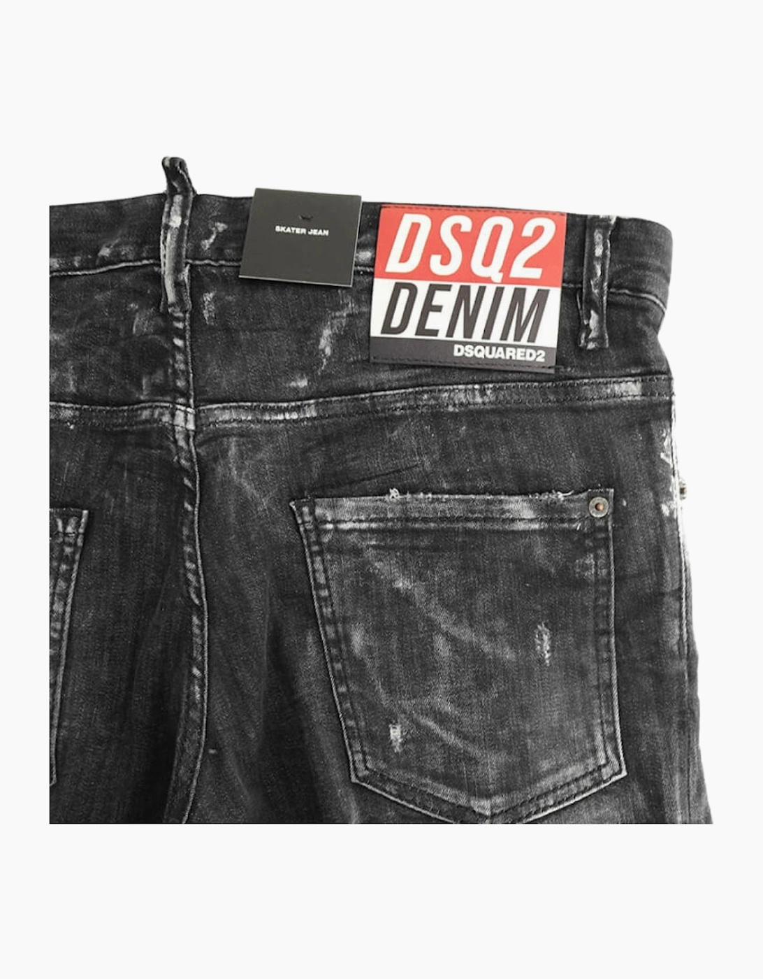 Dsquared2 Skater Jean Destroyed Paint Effect Black Jeans