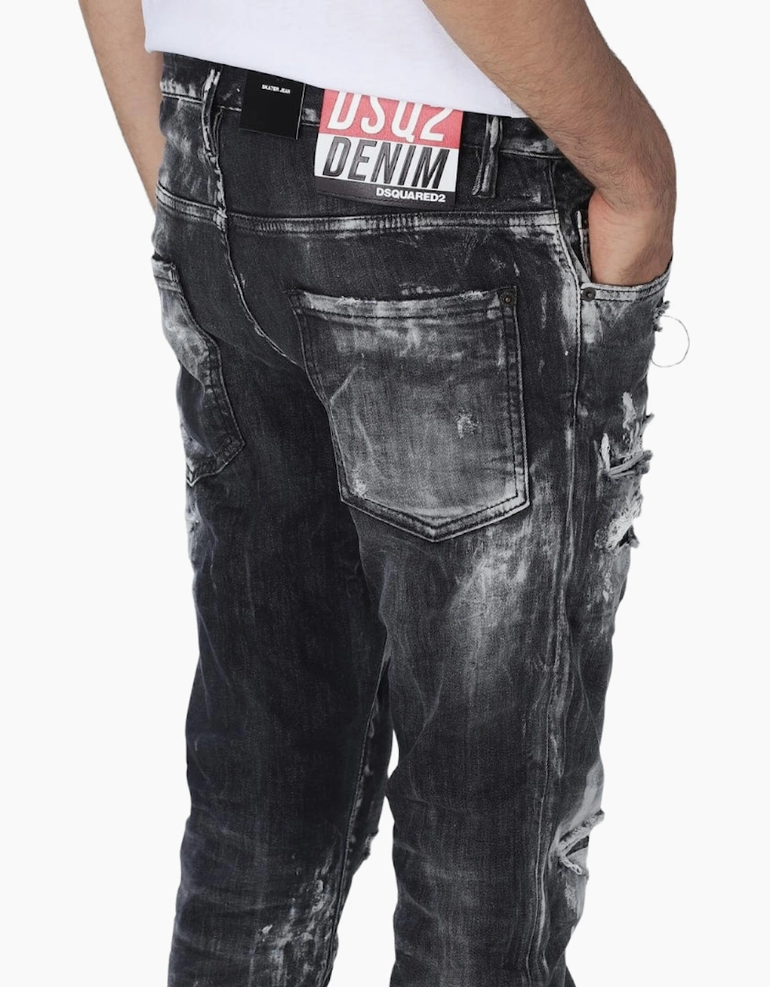 Dsquared2 Skater Jean Destroyed Paint Effect Black Jeans