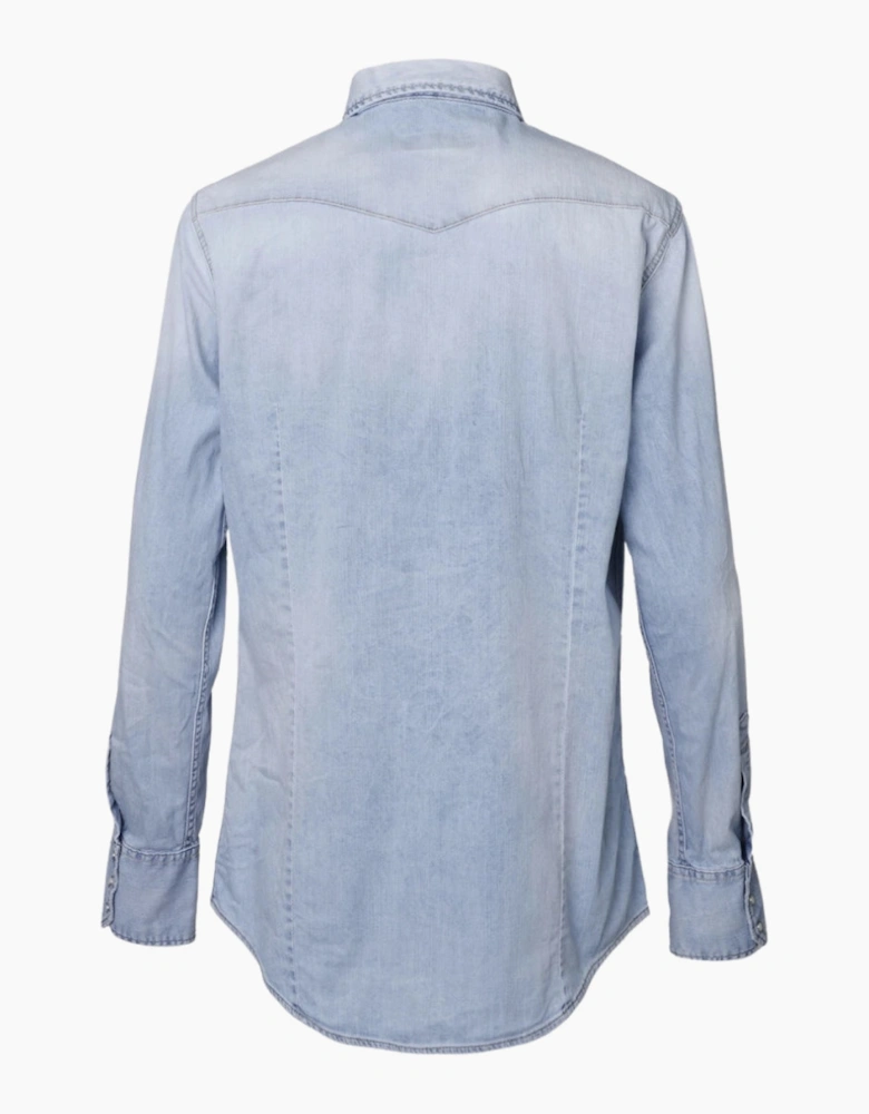 Dsquared2 Classic Western Faded Denim Blue Shirt