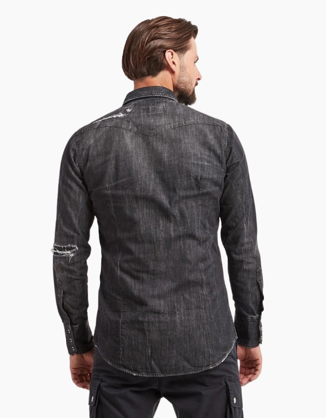 Dsquared2 Classic Western Worn Denim Black Shirt