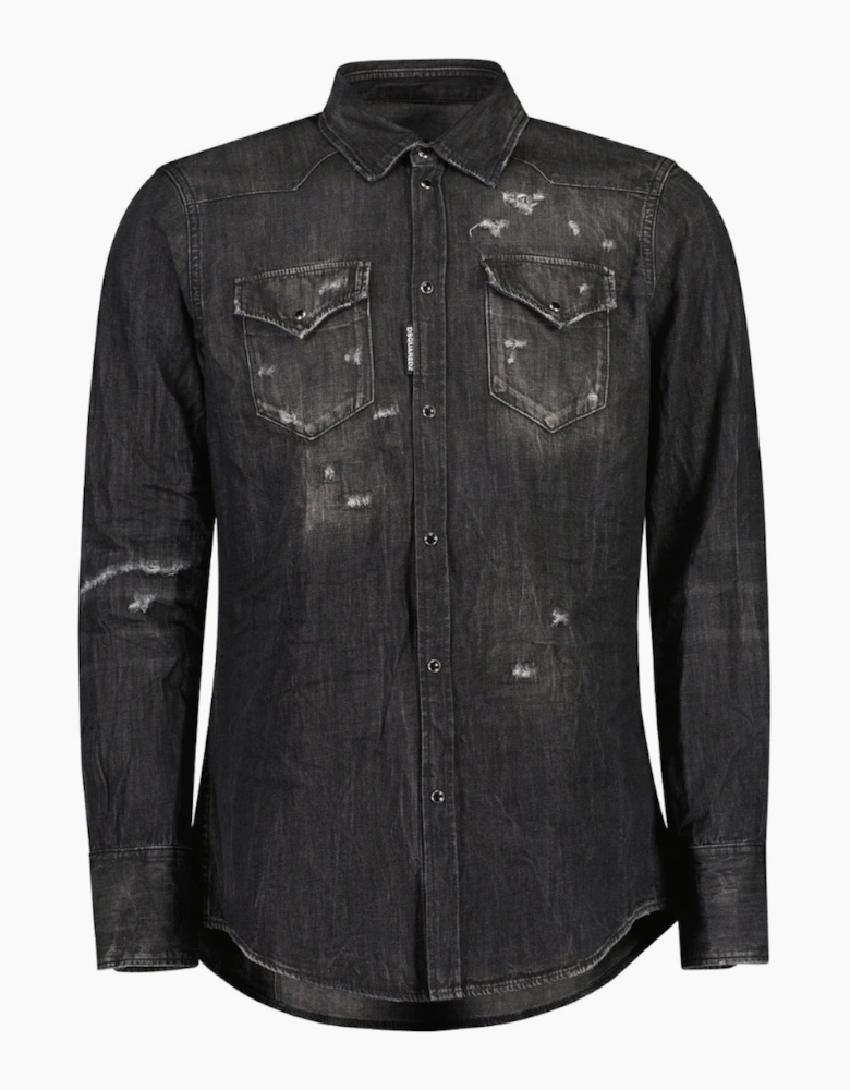Dsquared2 Classic Western Worn Denim Black Shirt
