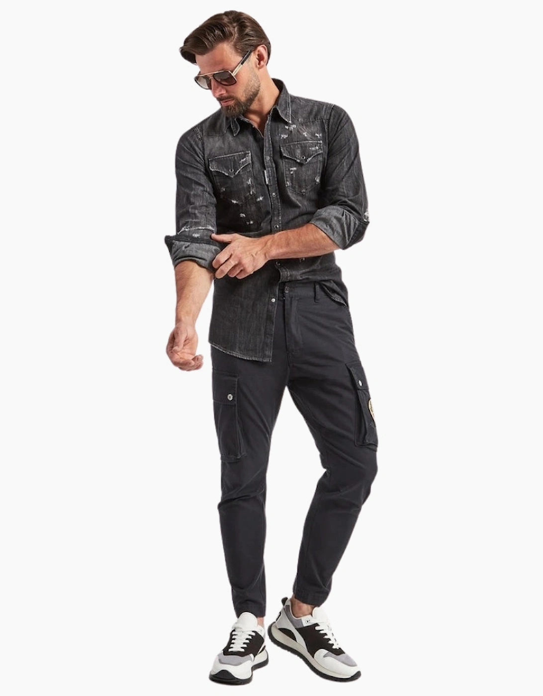 Dsquared2 Classic Western Worn Denim Black Shirt
