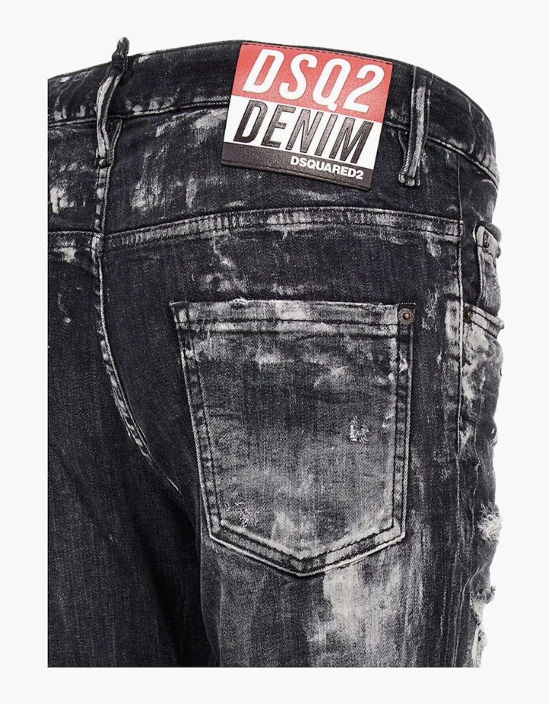 Dsquared2 Super Twinky Jean Destroyed Paint Effect Black Jeans