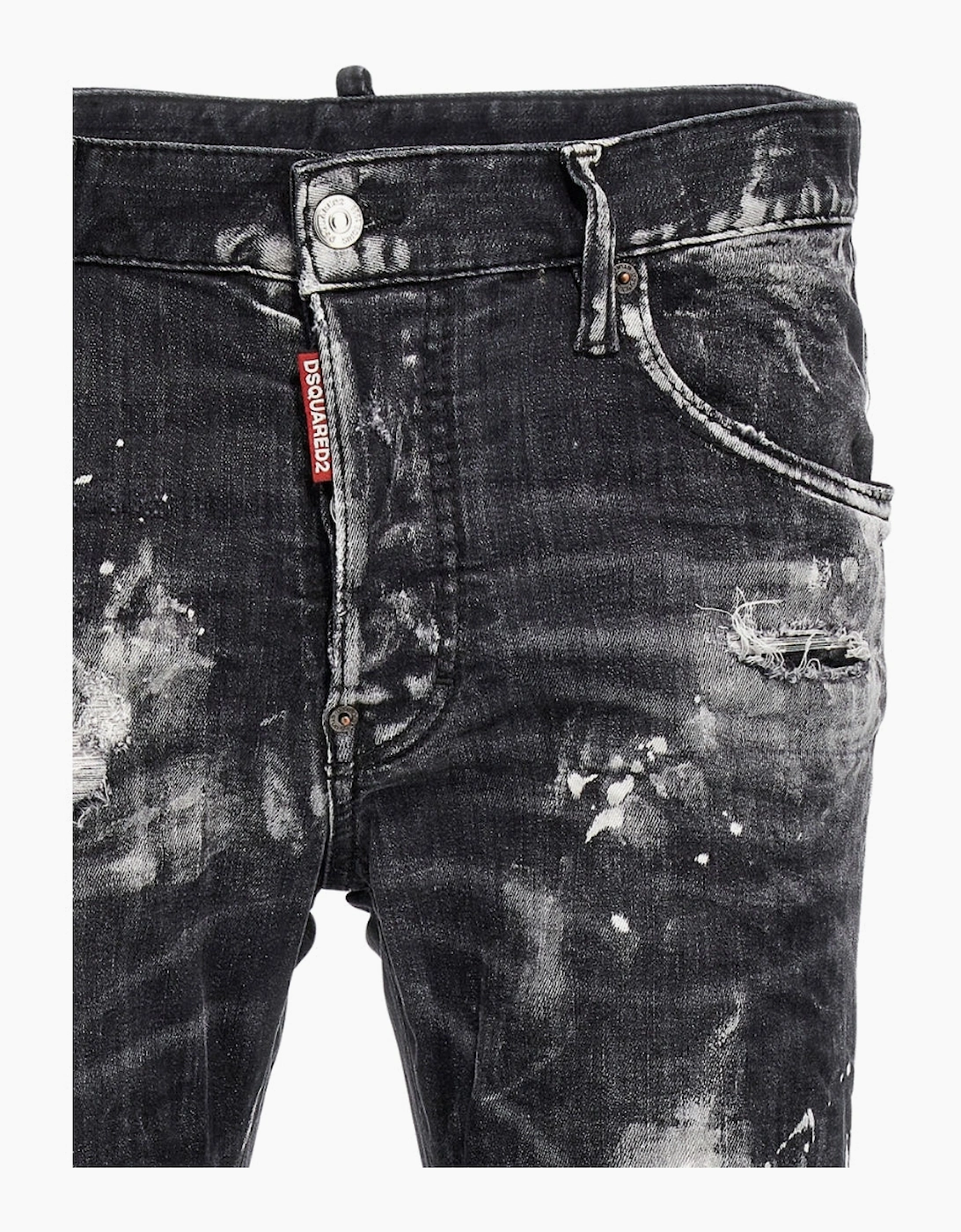 Dsquared2 Super Twinky Jean Destroyed Paint Effect Black Jeans