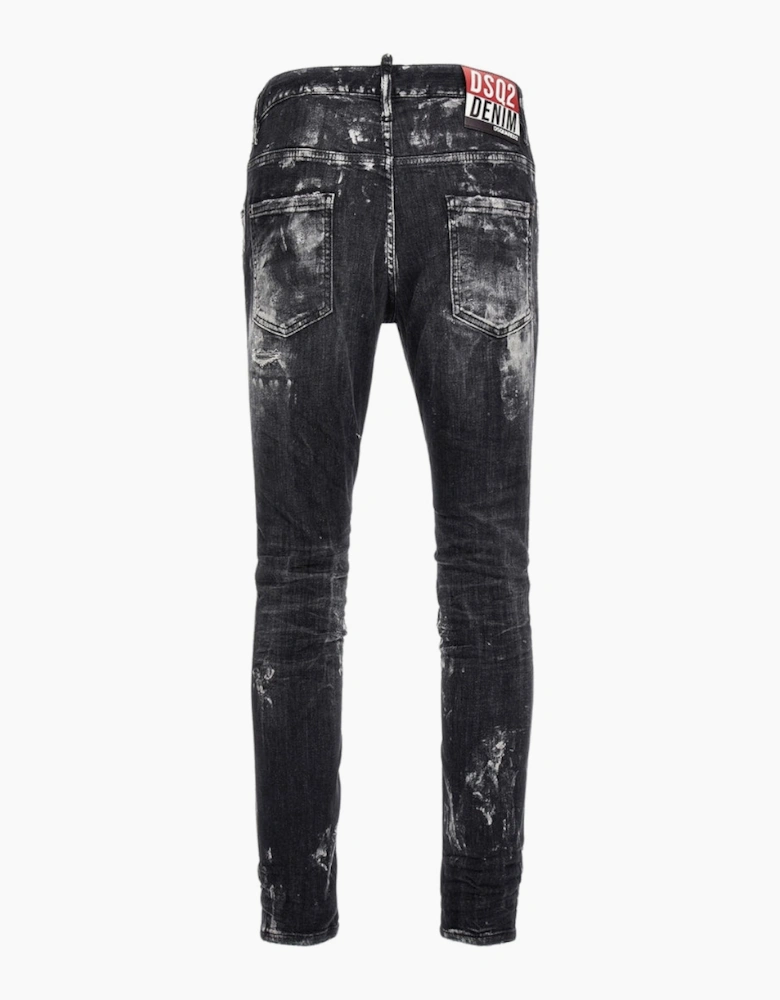 Dsquared2 Super Twinky Jean Destroyed Paint Effect Black Jeans
