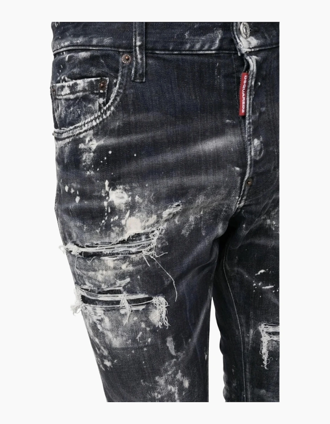Dsquared2 Super Twinky Jean Destroyed Paint Effect Black Jeans