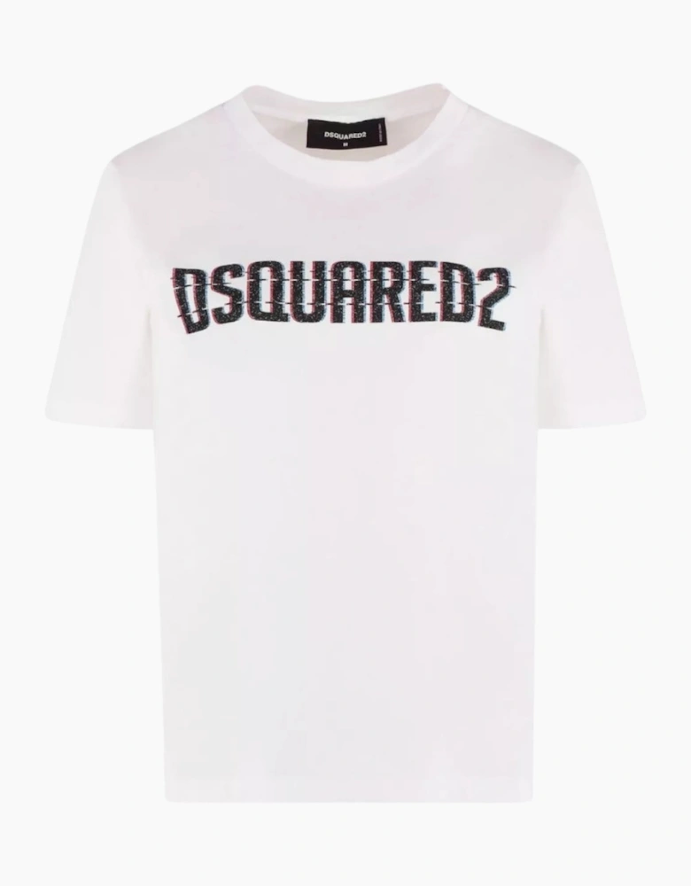 Dsquared2 Logo Print Crew Neck White T-Shirt