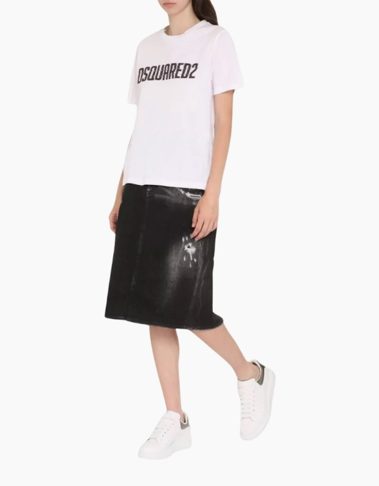 Dsquared2 Logo Print Crew Neck White T-Shirt