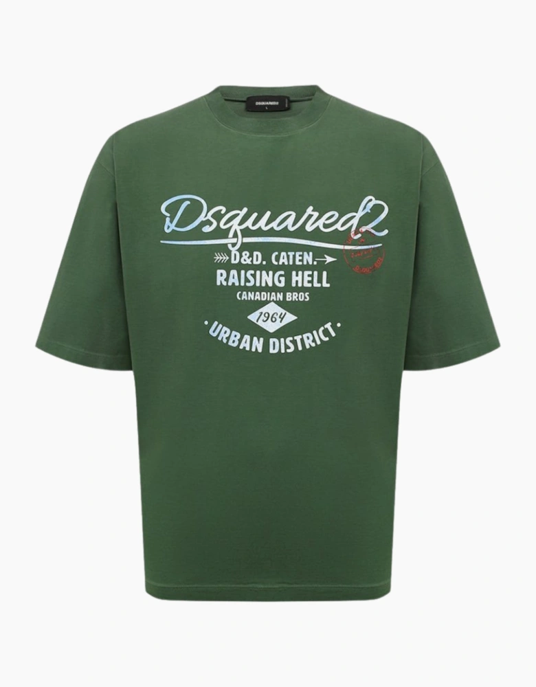 Dsquared2 Branded Raising Hell Logo Green T-Shirt