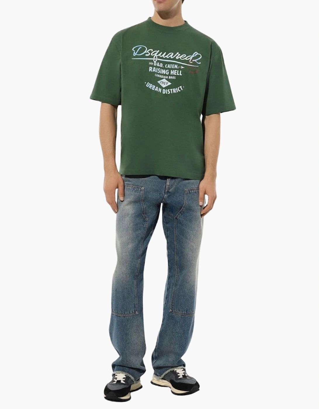 Dsquared2 Branded Raising Hell Logo Green T-Shirt