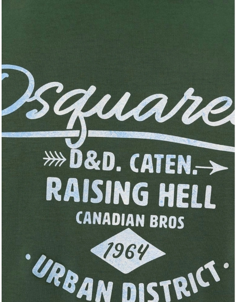 Dsquared2 Branded Raising Hell Logo Green T-Shirt