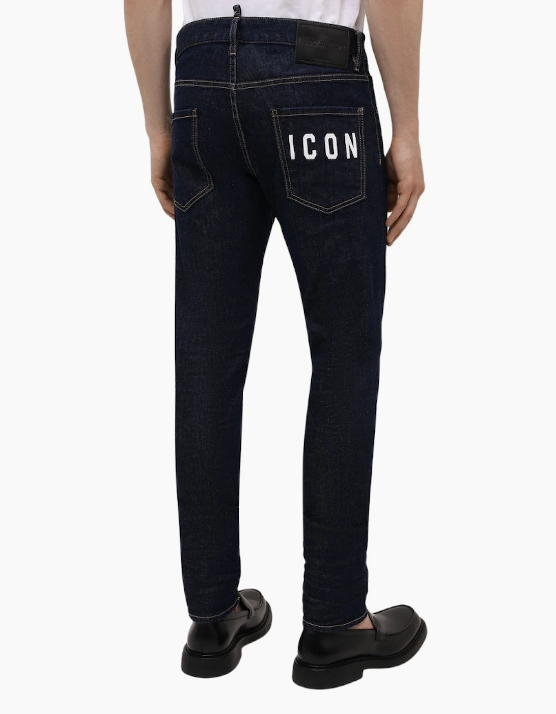 Dsquared2 Cool Guy Jeans Icon Print Pocket Dark Wash Blue Jeans