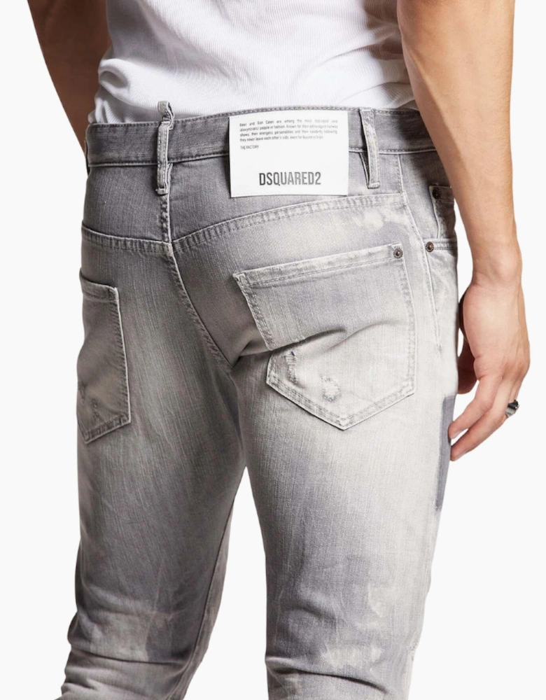Dsquared2 Sexy Twist Jeans Worn Faded Style Grey Jeans