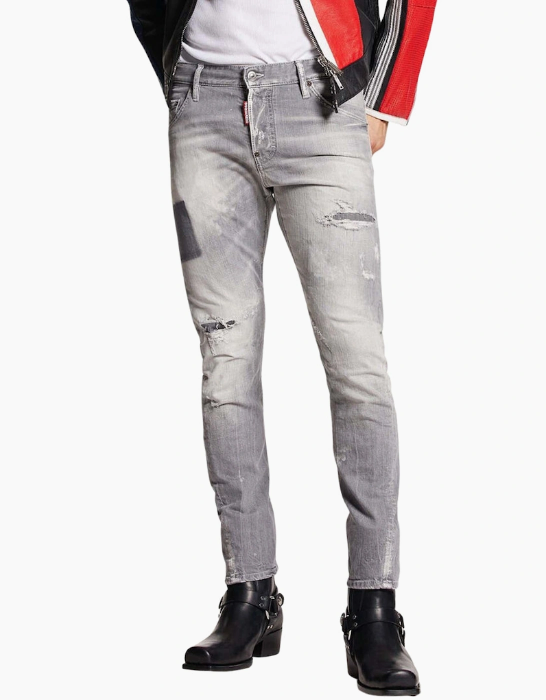 Dsquared2 Sexy Twist Jeans Worn Faded Style Grey Jeans