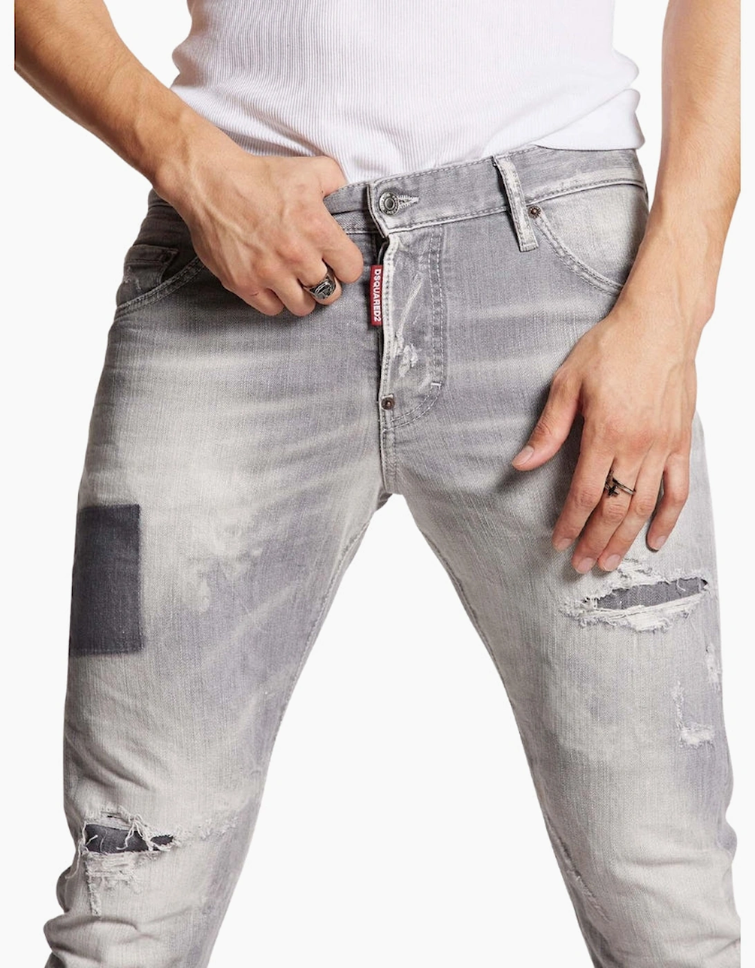 Dsquared2 Sexy Twist Jeans Worn Faded Style Grey Jeans