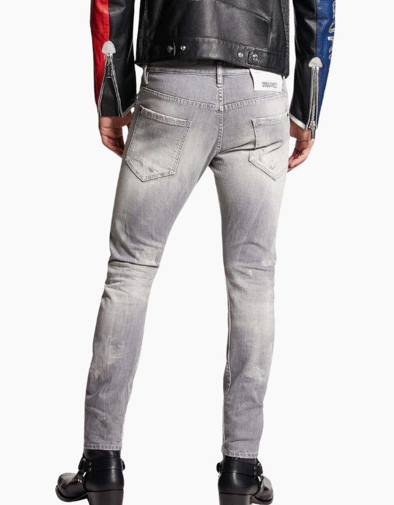 Dsquared2 Sexy Twist Jeans Worn Faded Style Grey Jeans