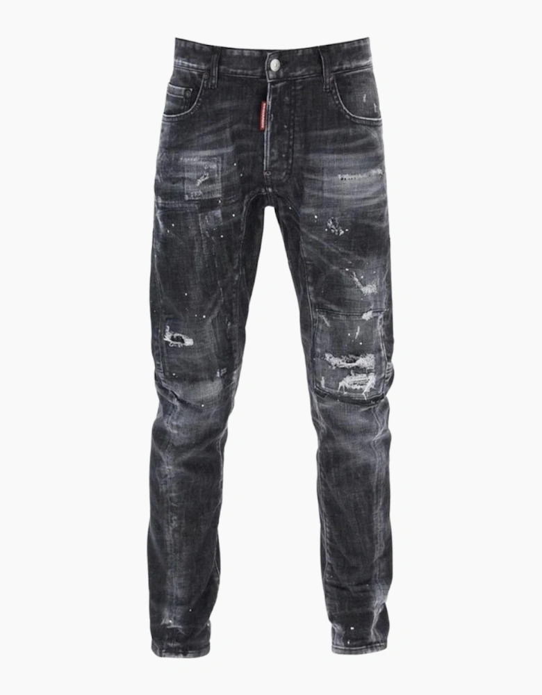 Dsquared2 Tidy Biker Jean Worn Faded Style Black Jeans