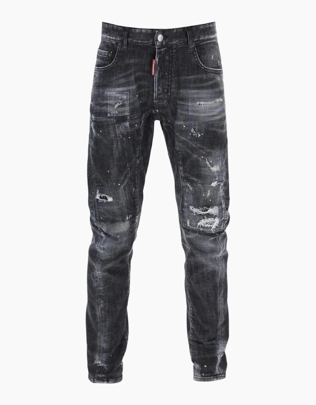 Dsquared2 Tidy Biker Jean Worn Faded Style Black Jeans